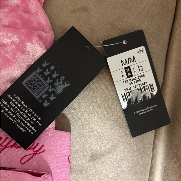 Rhinestone Playboy Velour Triangle Bralette & Boy Short 2 Piece Set-Pink  Medium - Picture 10 of 15